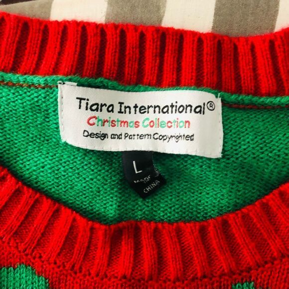 🔥🔥5 for $25🔥🔥tiara international elf green white Christmas sweater jingle bells - Picture 9 of 10
